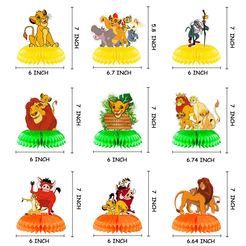 Nieuwe 9-delige Lion King verjaardagsfeestje decoratie kinderfeestartikelen cupcake decoratie achtergrond middelpunt