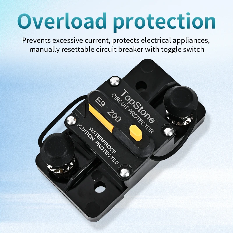 Inline Fuse DC MCB Inverter Circuit Breaker Manual Reset Outdoor Audio RV ATV 50A-300A 12-48V