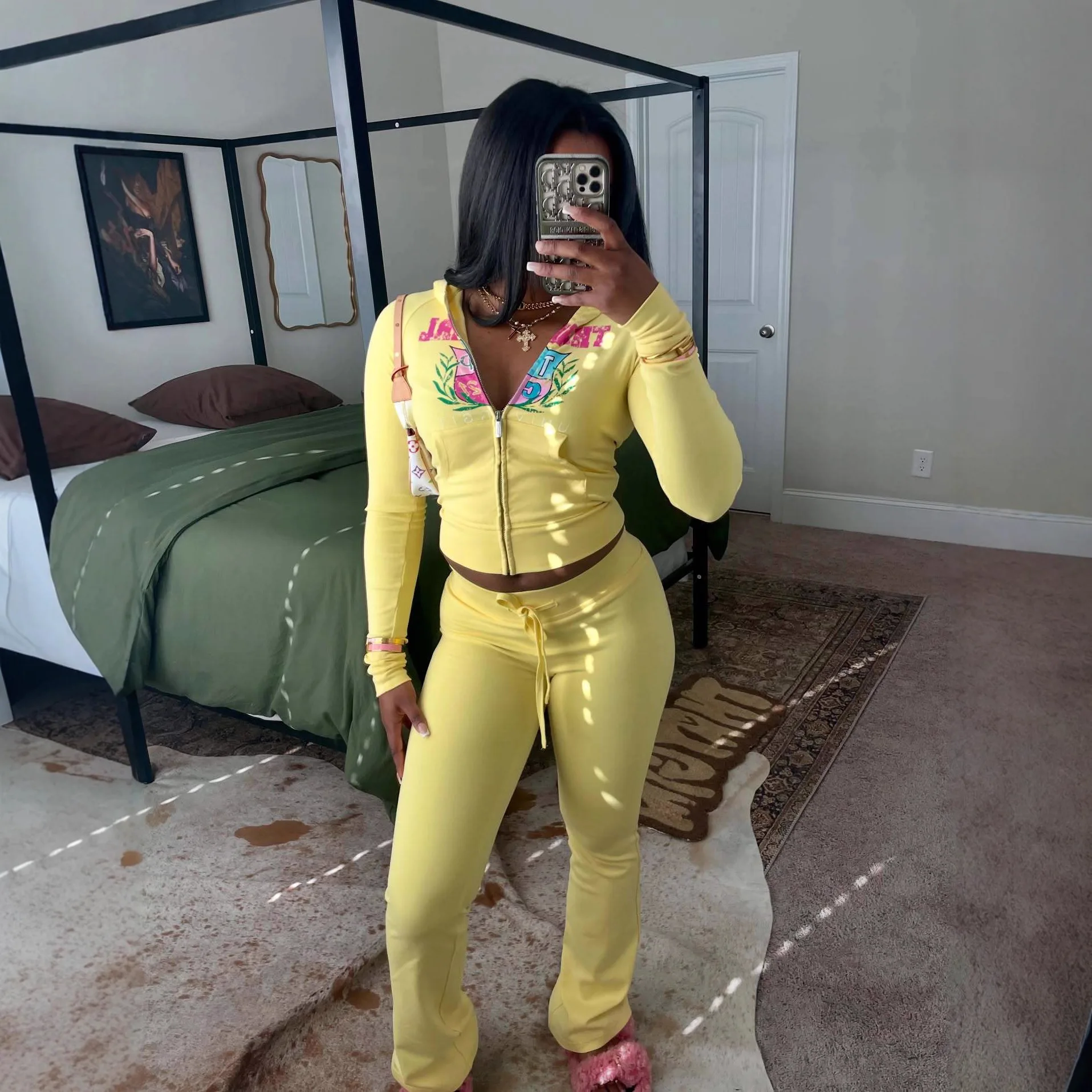 

2025 Autumn Hooded Zipper Jackets 3 Piece Pant Set Outfits 2025 Women Clothes Coats Hoodie Sportwear Sexy Elegant Two Piece Sets