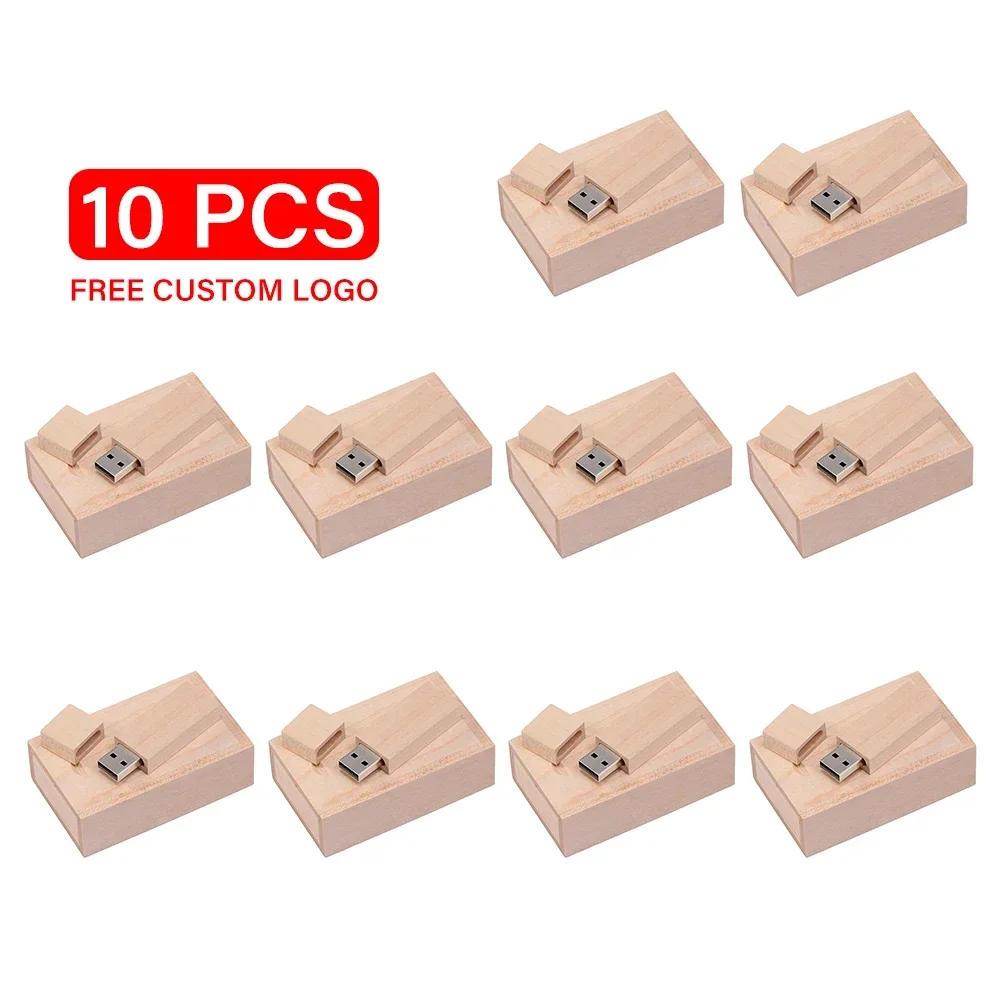 JASTER 10 PCS LOT Free Custom LOGO USB Flash Drive Pen Drives Pendrive External Storage Memory Stick 8GB USB Stick 2.0 Wooden