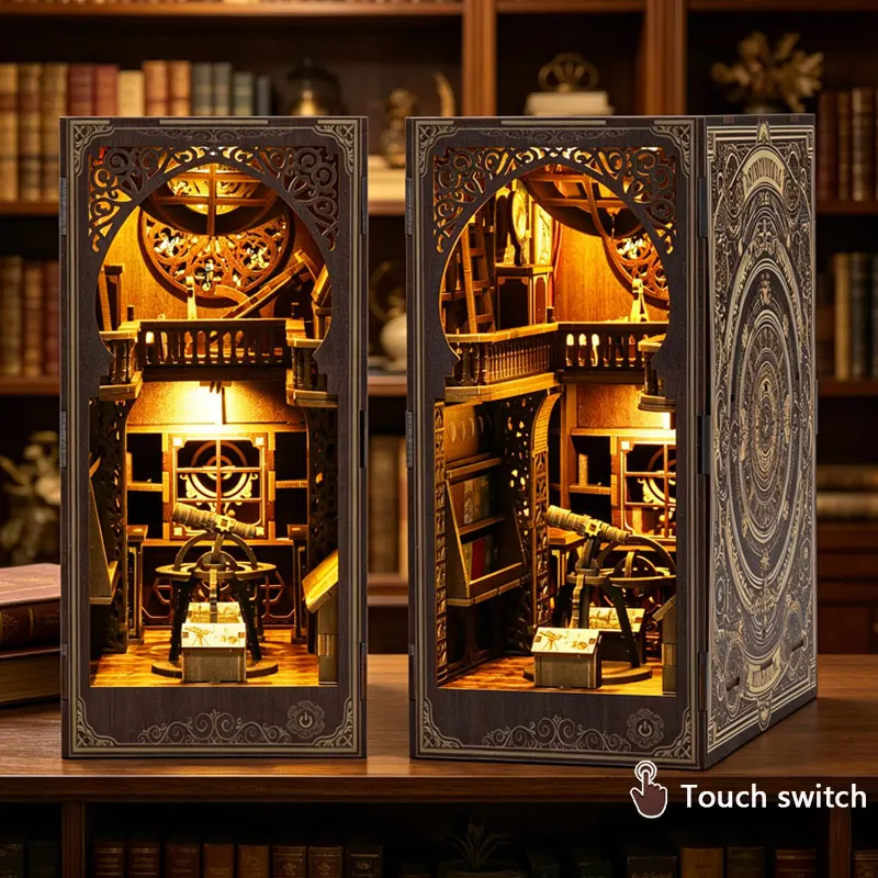 

Zuuton Набор Книжного Уголка Астрономический Музей Деревянный 3D Кукольный Дом DIY с Светодиодной Подсветкой Декор Полки Креативный Подарок для Любителей Книг и Астрономии Дом Офис Кабинет