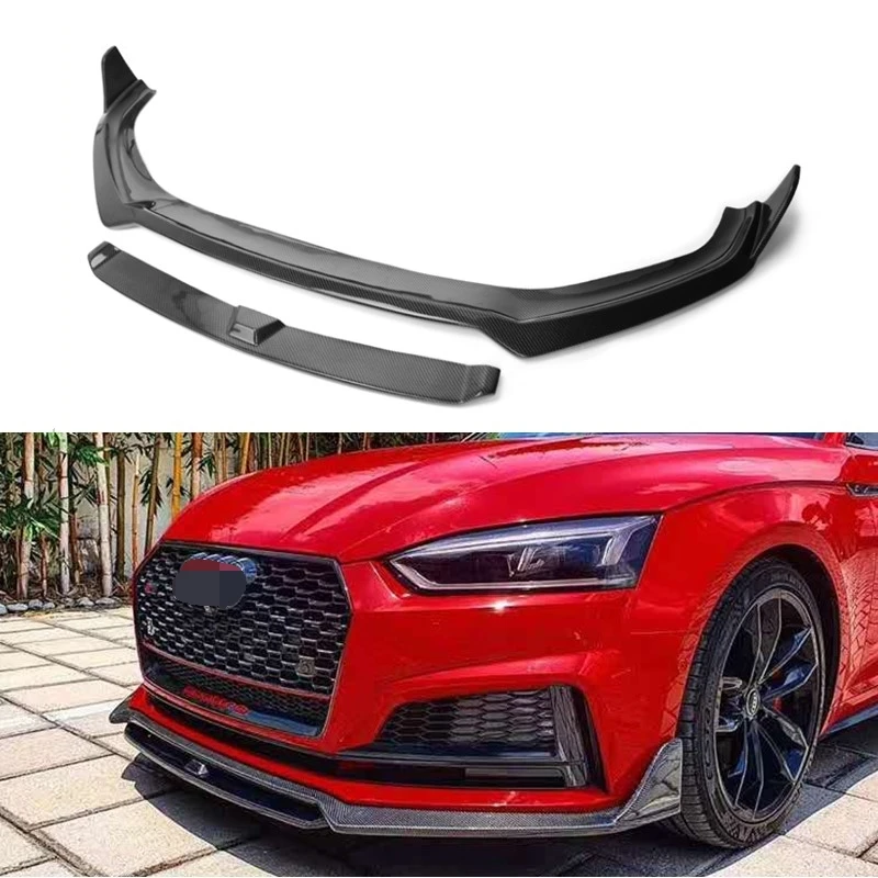 Front Bumper Lip Spoiler Splitters For Audi A5 Sline S5 Sedan Sportback 2017 2018 2019 Carbon Fiber Front Bumper Lip Splitters