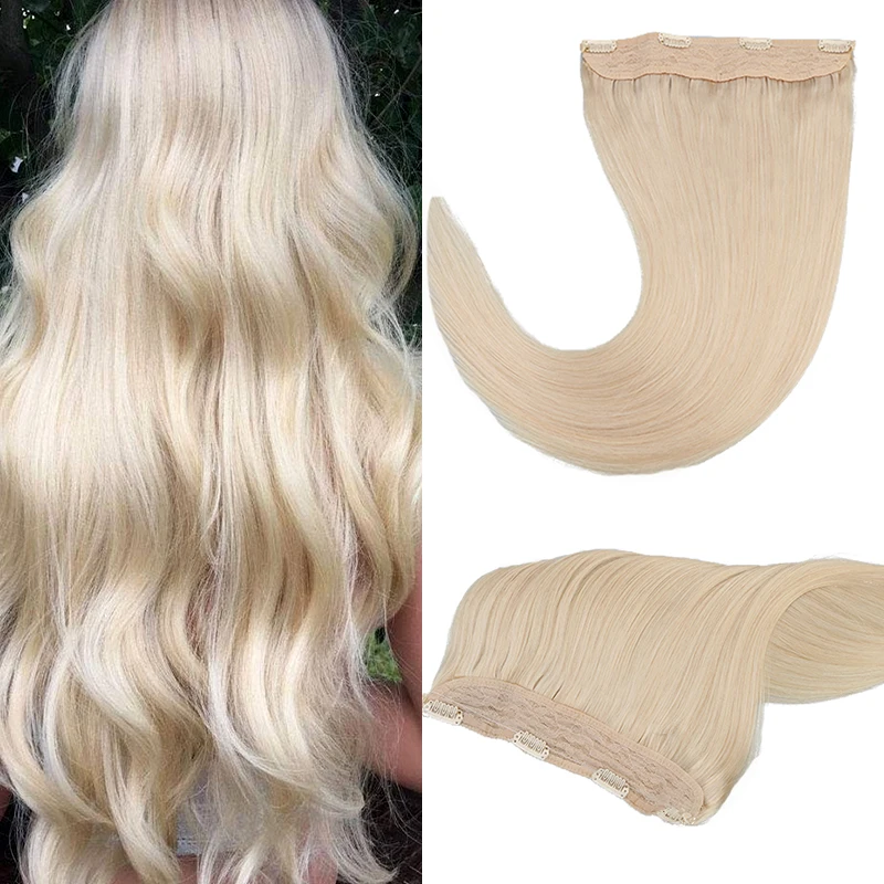 

European Hair Extensions Invisible Fish Line Human Hair Extension Natural Hidden Secret Wire One Piece Remy Hair