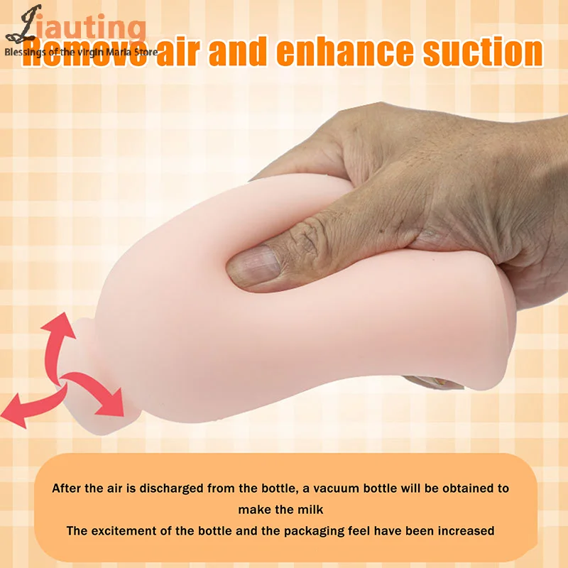 زجاجة الحليب شكل ذكر جهاز استمناء TPE الاستمناء لينة المصباح المهبل الانتفاخ الكبار الجنس لعب للرجال القضيب المدرب #4