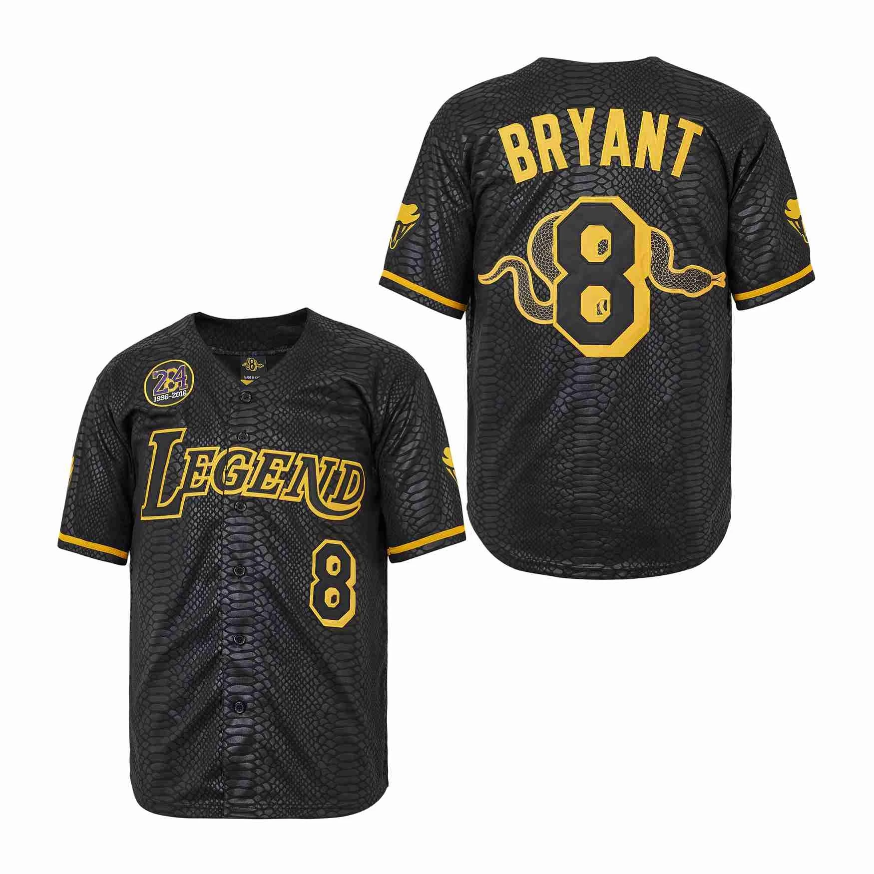 Bg Baseball Jersey La Legend 8 24 Jerseys Sewing Embroidery Sports Outdoor High Quality Black Snake Skin Pattern 2023 New Men