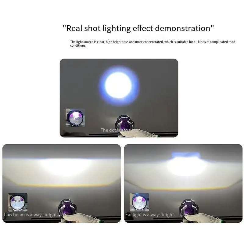 

Car Headlight Retrofit 2.5 Inch Bi LED Projector Lens Hi Lo Beam 12V 50W 6500K