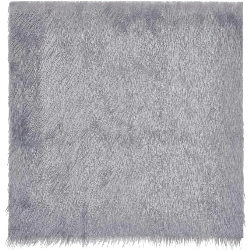 Dark Gray Faux Fur Fabric 15.7x15.7 Inch, Soft Plush Shaggy Squares Pre-Cut Craft Fur Fabric for Costumes, Rugs, Pillows,