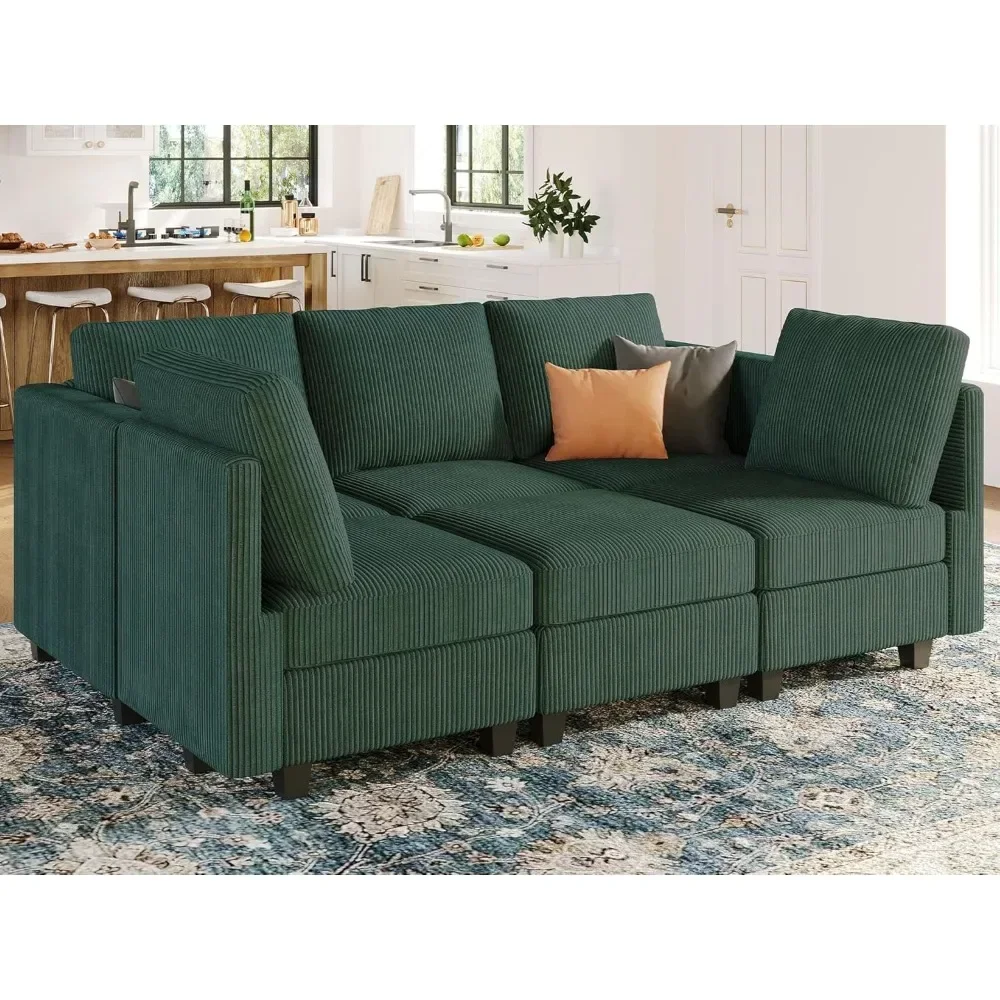 

Modular Sectional Sleeper with Storage Ottoman Corduroy Sectional Couch with Chaise Convertible Modern Sectional Sofa Co