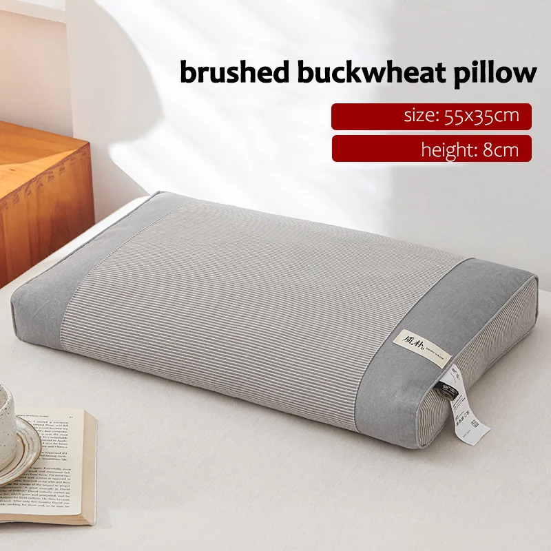 Buckwheat Pillow Sobakawa Traditional Buckwheat Standard Size Pillow Adjustable Buckwheat Hull Pillow 55x35x8 for Side Sleepers