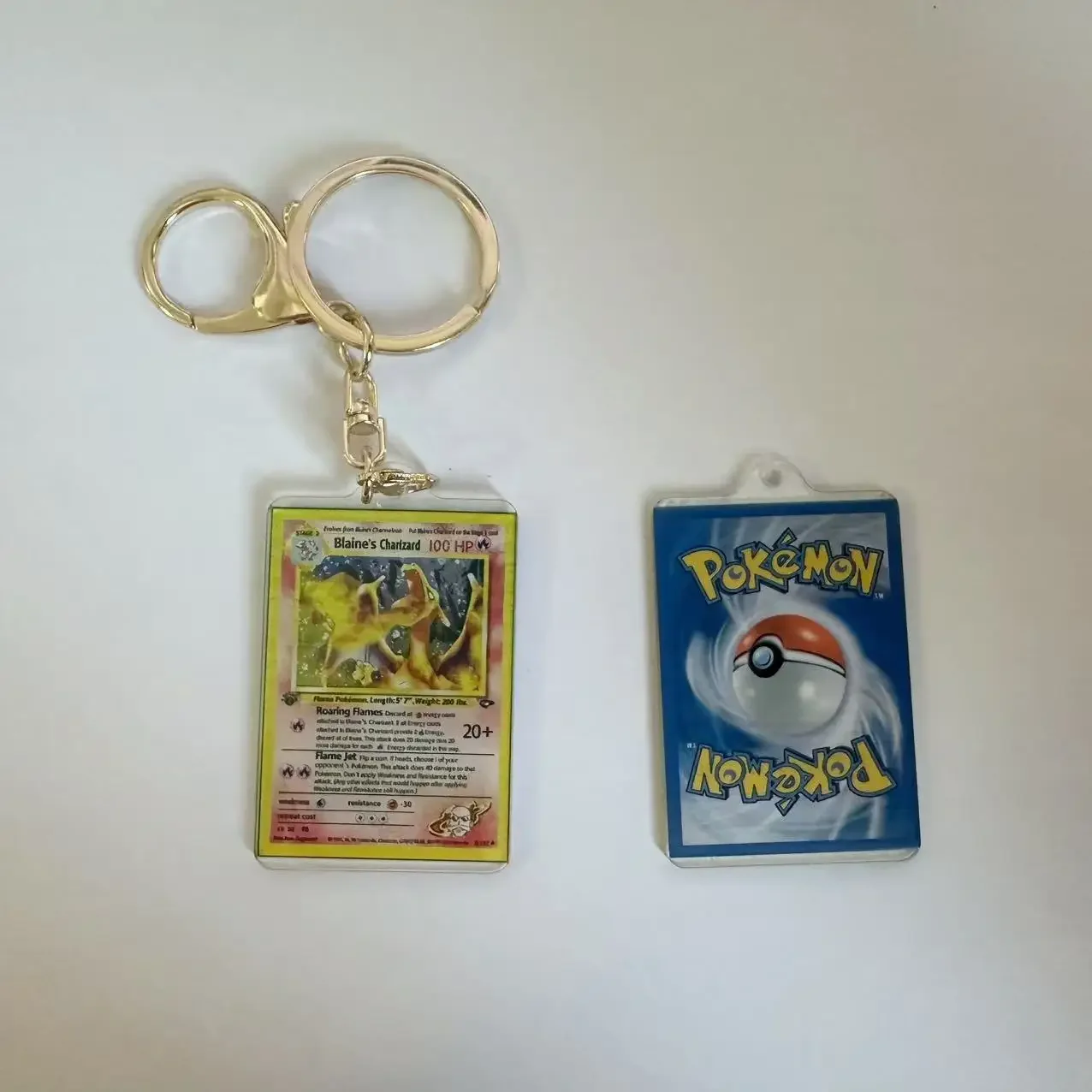 อะนิเมะ Pokemon Charizard คอลเลกชันภาษาอังกฤษ Self Made การ์ดรูปร่างอะคริลิคพวงกุญแจกระเป๋าจี้คลาสสิกคอลเลกชันเกมของเล่นของขวัญ