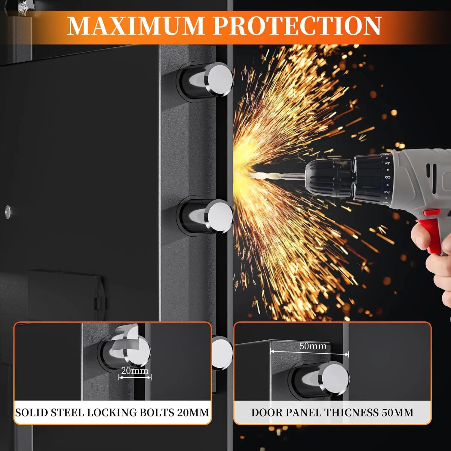 Large Cabinet Safe Box - Fireproof Security Safes with Digital Keypad Safety Key Lock, Heavy Duty Safe Box for Home Office Hotel