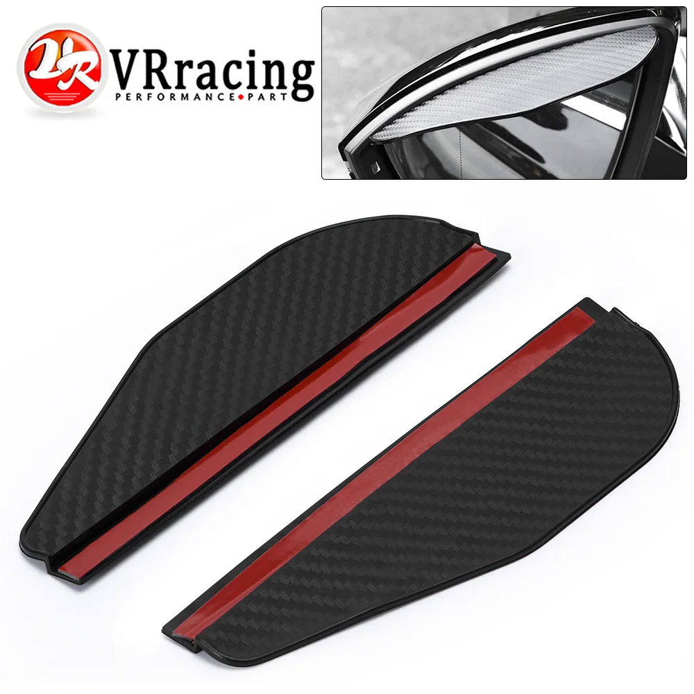 2pcs Car Side Rear View Mirror Rain Eyebrow Visor Carbon Fiber Look Sun Shade Snow Guard Weather Shield Cover Auto Accessories