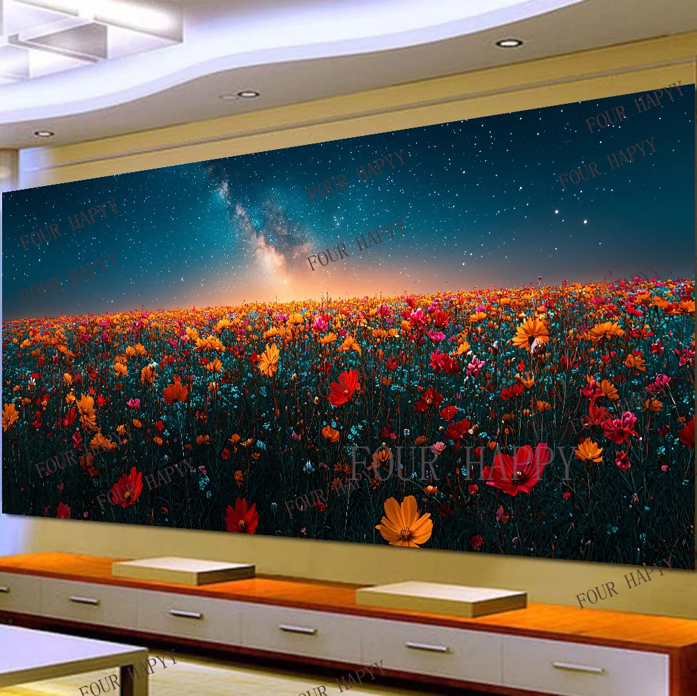 

5D DIY Large Diamond Painting, Landscape Wall Art, Flowers, Starry, Night Sky, Full Round Drill, Embroidery, Home Decor