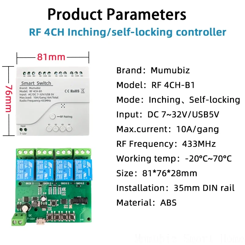EWelink Smart RF 433 МГц 4-канальный переключатель с камерой, мониторинг в реальном времени, удаленный контроллер гаражных ворот