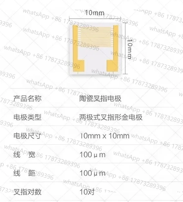 Ceramic Interdigital Electrode Interdigital Array Microelectrode Gas and Humidity Sensor