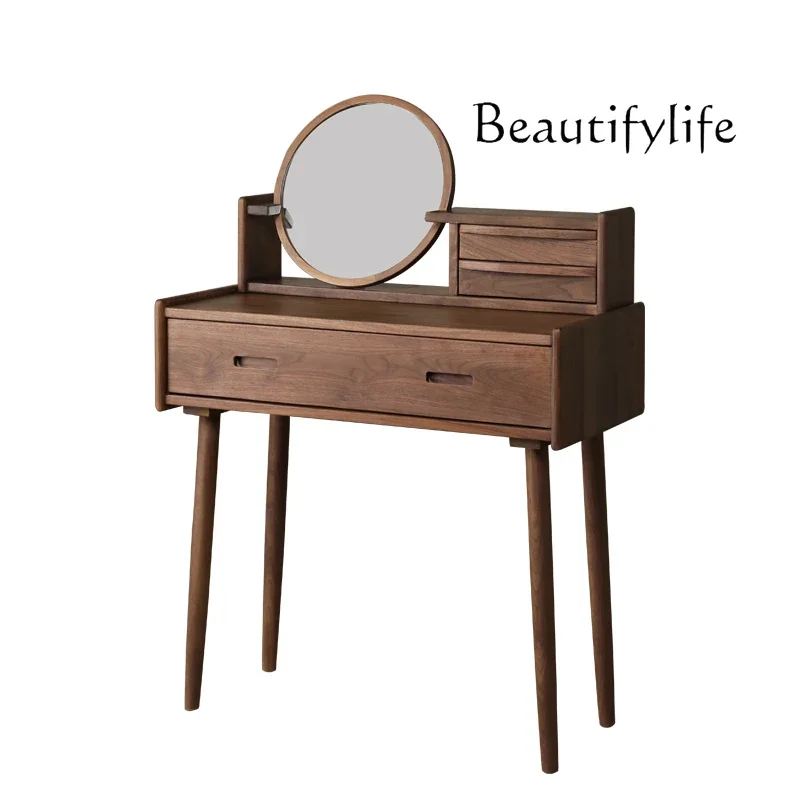 N19 Dressing Table Nordic Black Walnut Affordable Luxury Style Japanese Small Apartment Solid Wood Makeup Table Bedroom
