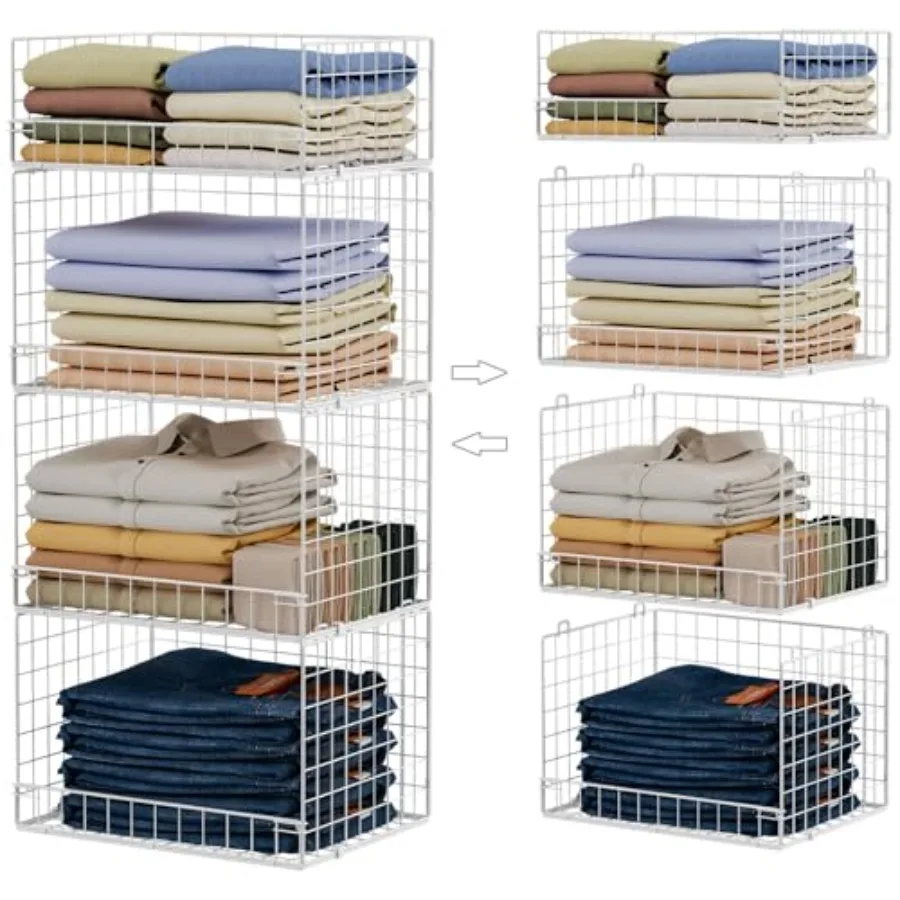 

Stackable Closet Organizers and Storage Shelves Foldable Closet Shelf Organizer System Stackable Storage Bins Drawers for Cloth