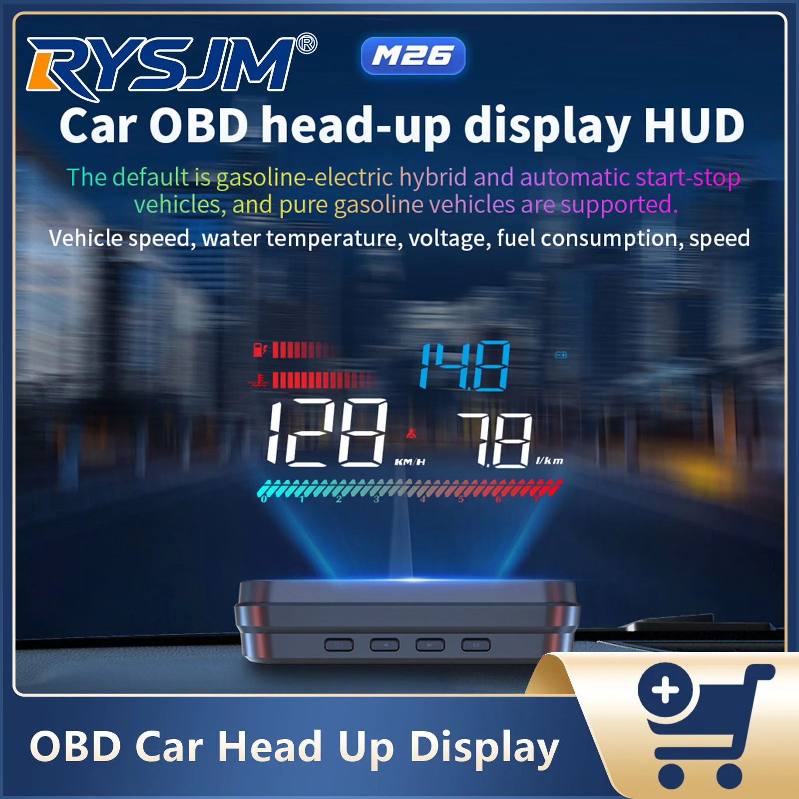 M26 Car OBD Head-up Display RPM Speed Water Temp Fuel Consumption OBD2 On-Board Computer With Security Alarm Car Accessories