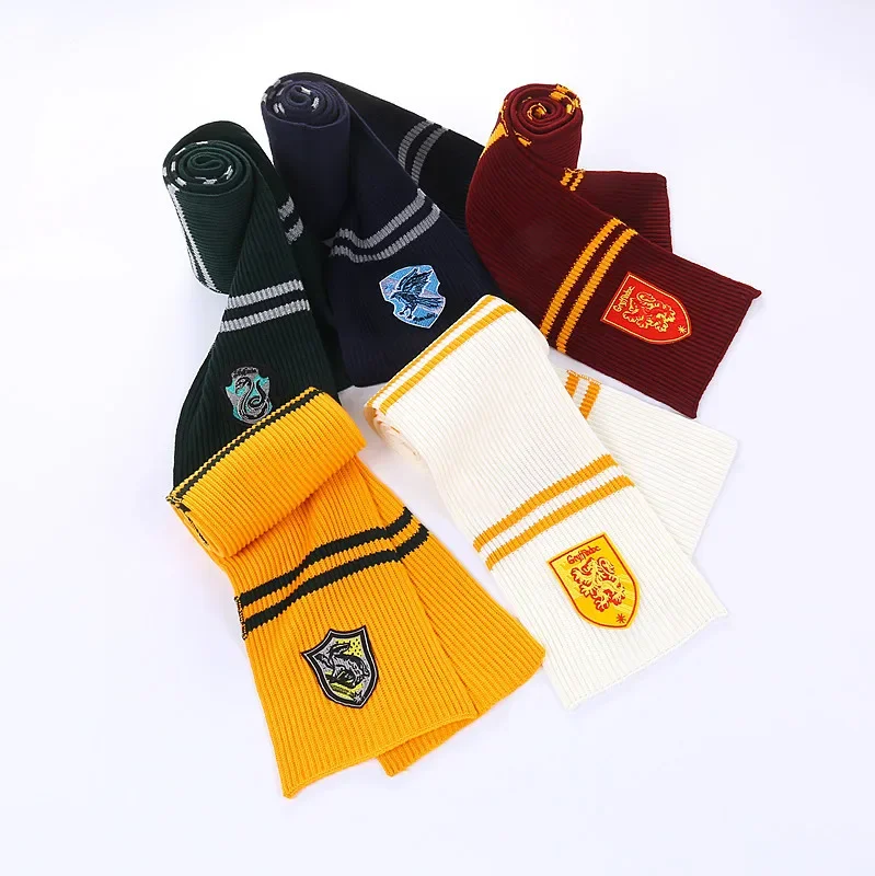 New Harryy Potter Warm Embroidered Scarf Lion Mouse Eagle Snake Element Magic Academy Badge Men and Women Couple Birthday Gift