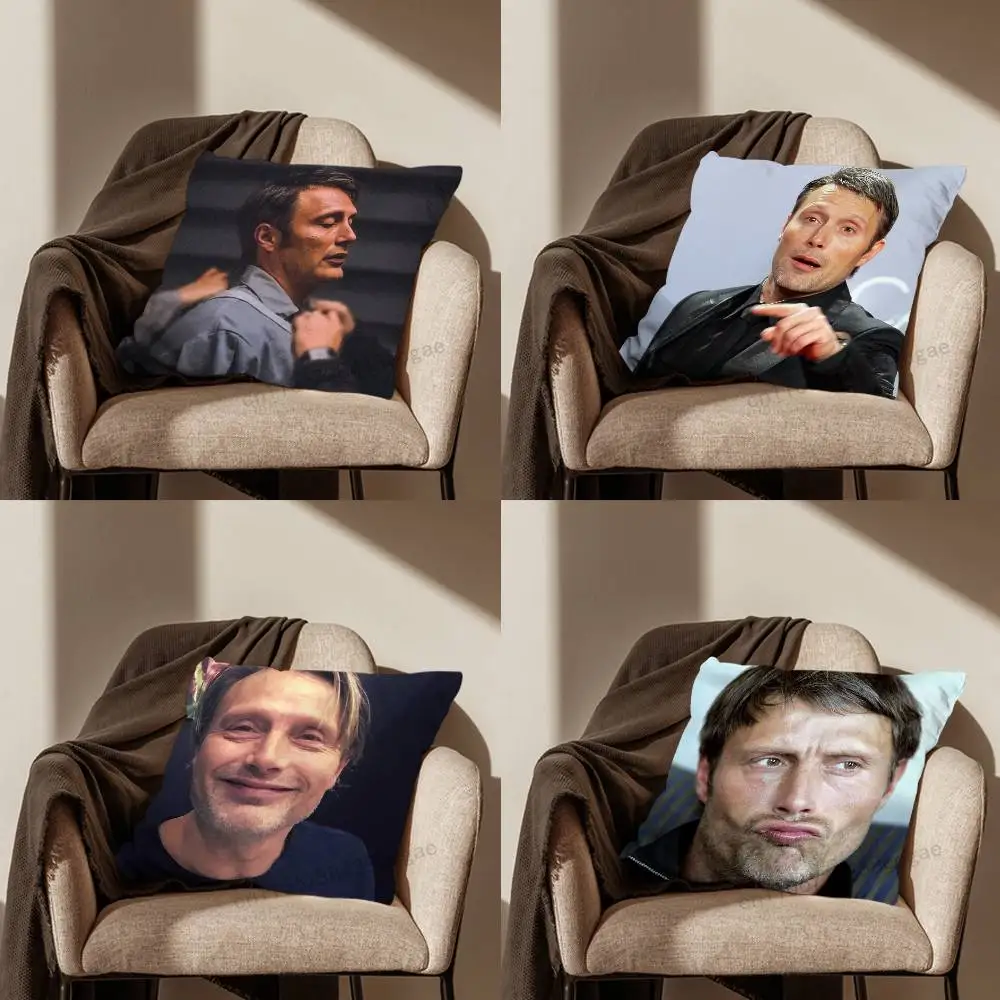 

Funny M-Mads M-Mikkelsen Throw Pillow Case For 45*45cm,55*55cm,30*30cm For Home Bedroom Decoration And Protector