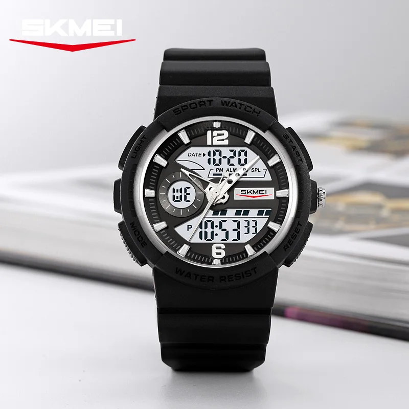 

SKMEI водонепроницаемые цифровые часы спортивные светодиодные кварцевые часы для мужчин и женщин модные наручные часы с двойным дисплеем времени Reloj Hombre