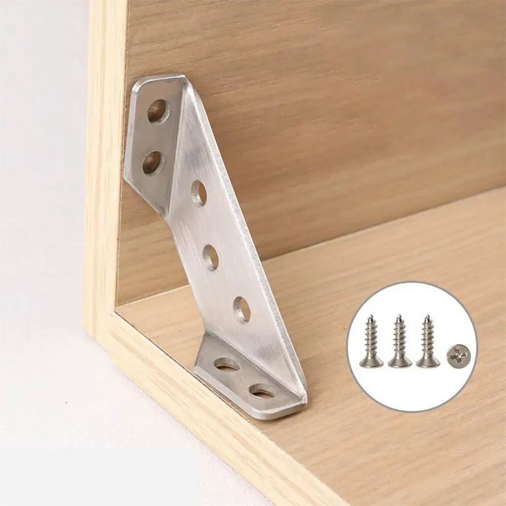 

5Pcs/Set Fixed Brackets Right Angle Thickened Stainless Steel Chair Corner Brackets Furniture Repairing Fastener with Screws