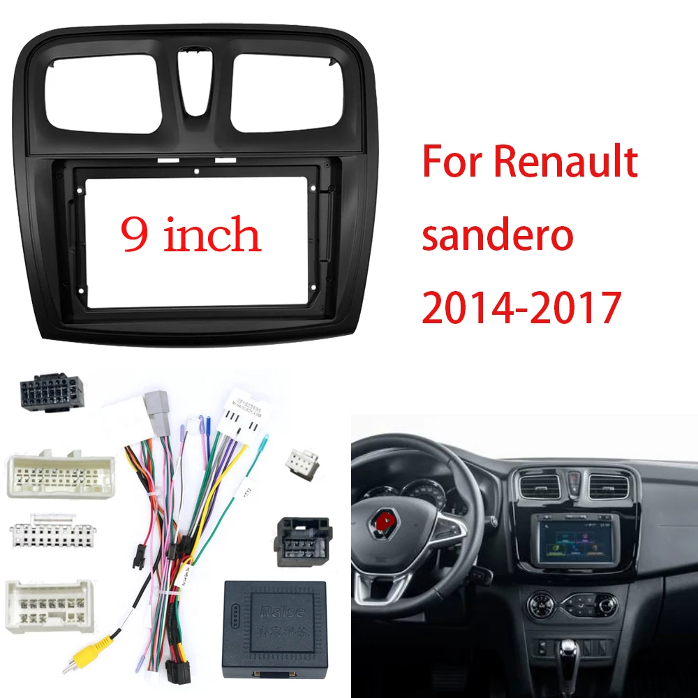 Car GPS Navigation Panel For Renault sandero 2014-2017 9 Inch Screen 2 Din Android Dashboard Radio Stereo Fascias Panel Frame