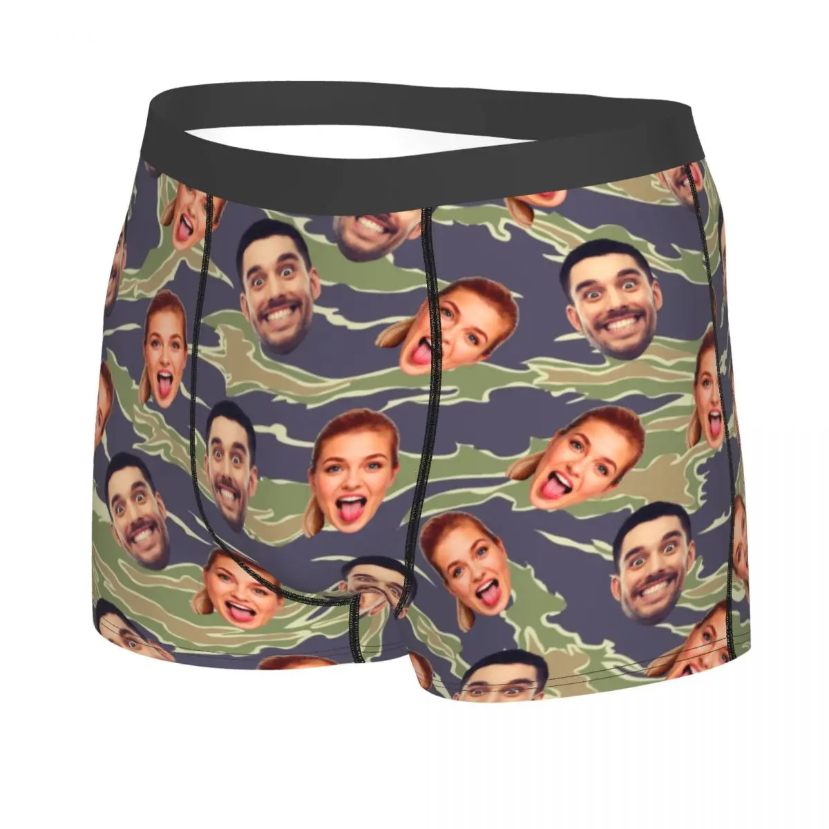 Custom Face Photo Underwear Men Breathable Personalized Camouflage Boxer Briefs Soft Underpants For Husband Valentine's Day Gift