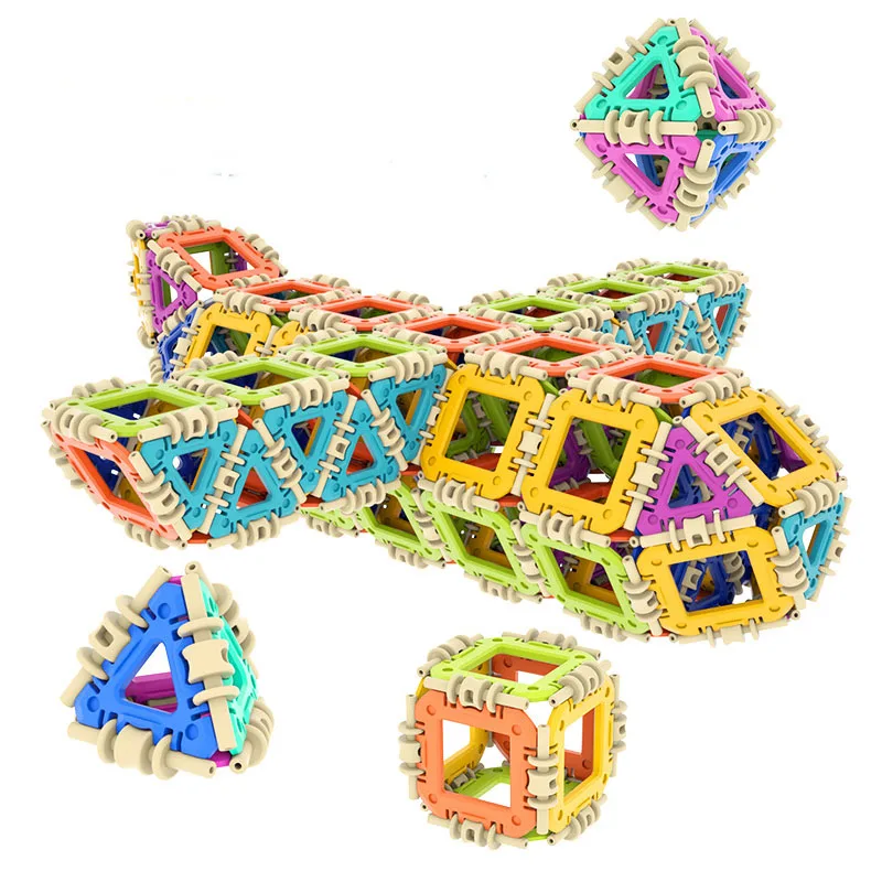 

80-588PCS 3D DIY Buckle building blocks toy children's Geometric puzzle building model assembling Educational Training Toys