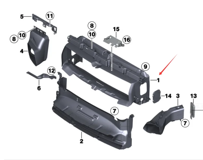 

51747383766 BMW F20 F21 LCI M Sport передний верхний воздуховод для радиатора 51747458850