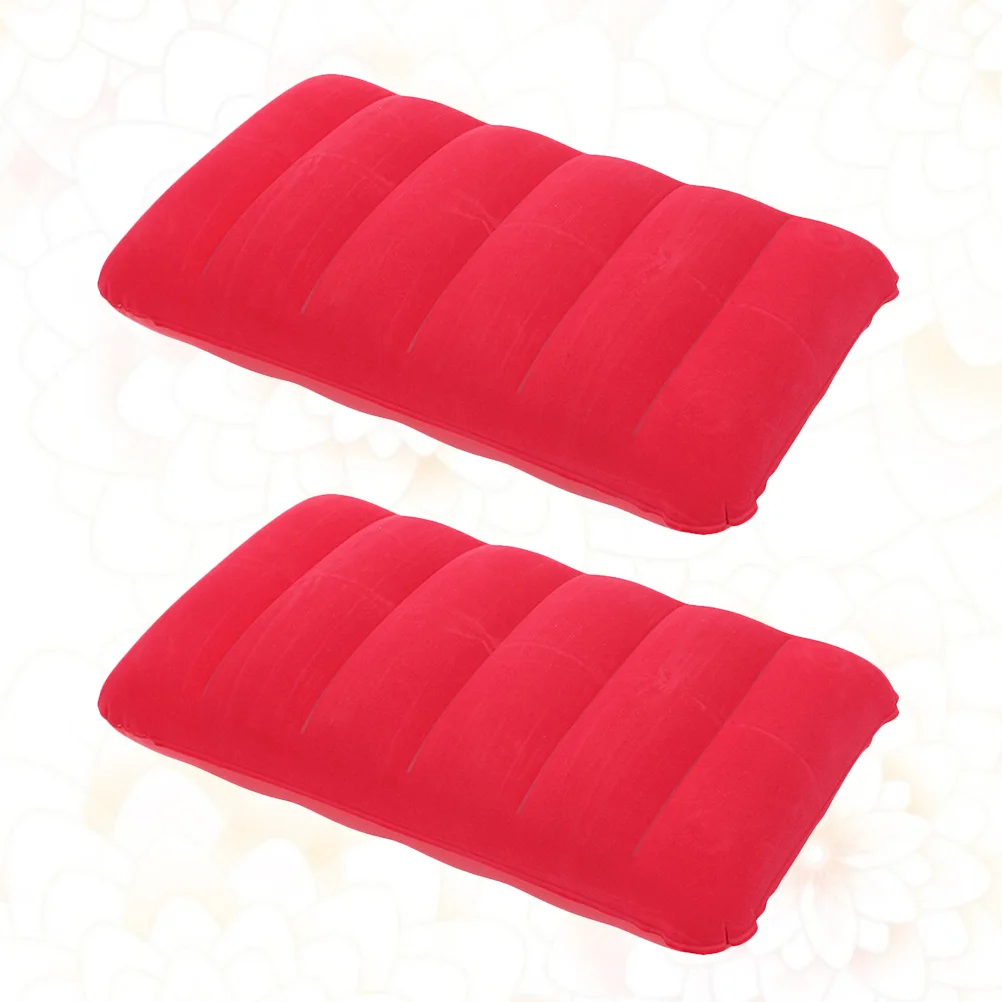 

2 Pcs Camping Pillow PVC Flocking Inflatable Pillows Portable Inflation Cushion Multifunction Waist for Office Nap