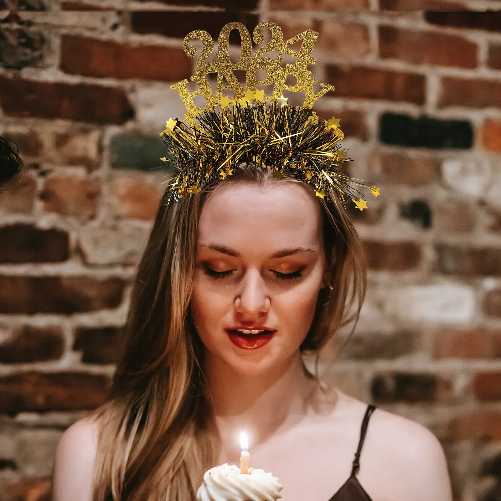 2024 New Year Party Headband Colorful Shiny Hair Hoop Versatile for Festivals Celebrations Graduation Photo Props Spring