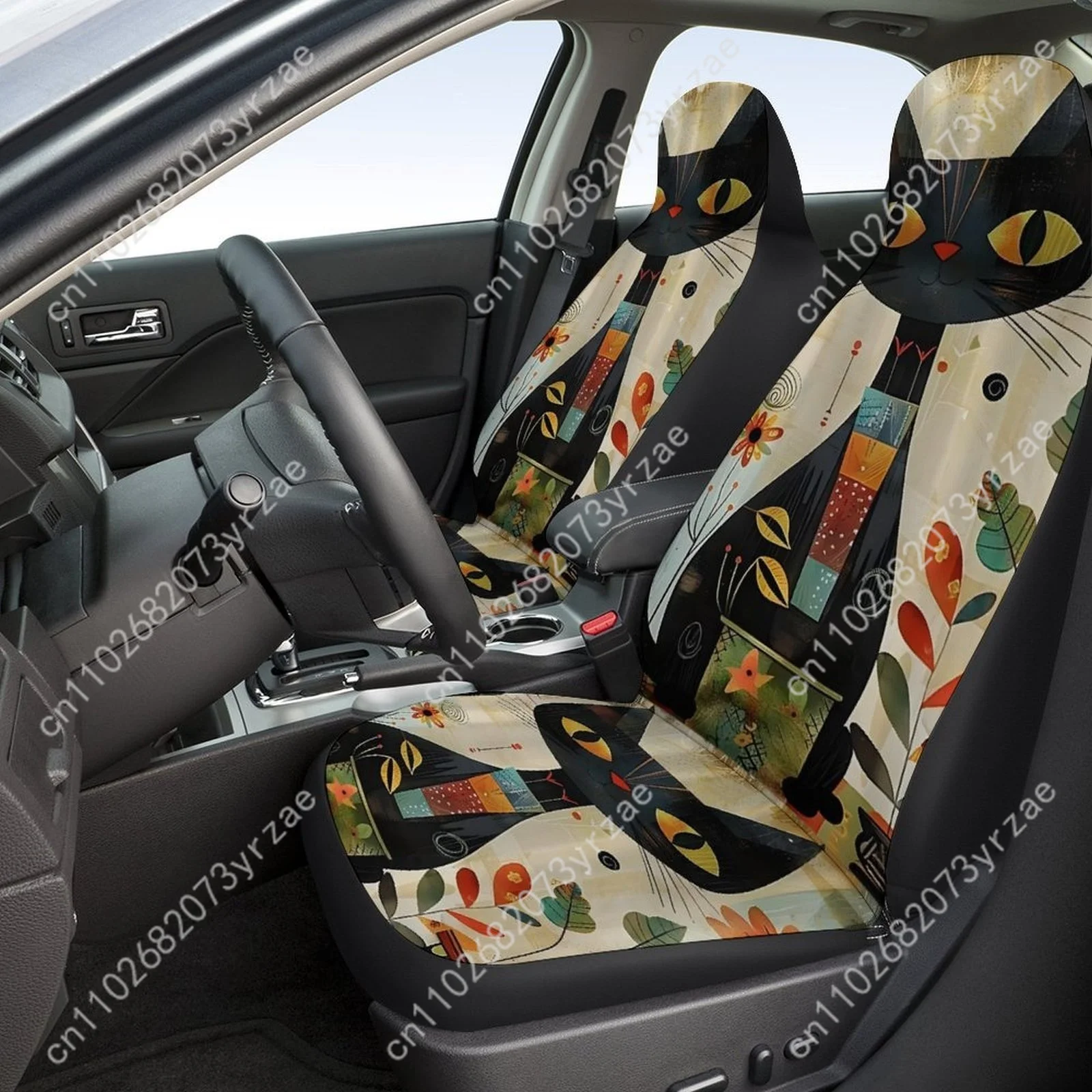 

Black Cat Geometric Car Seat Covers Universal Environmentally Friendly Interior Decorations Comfortable Breathable Seat Covers