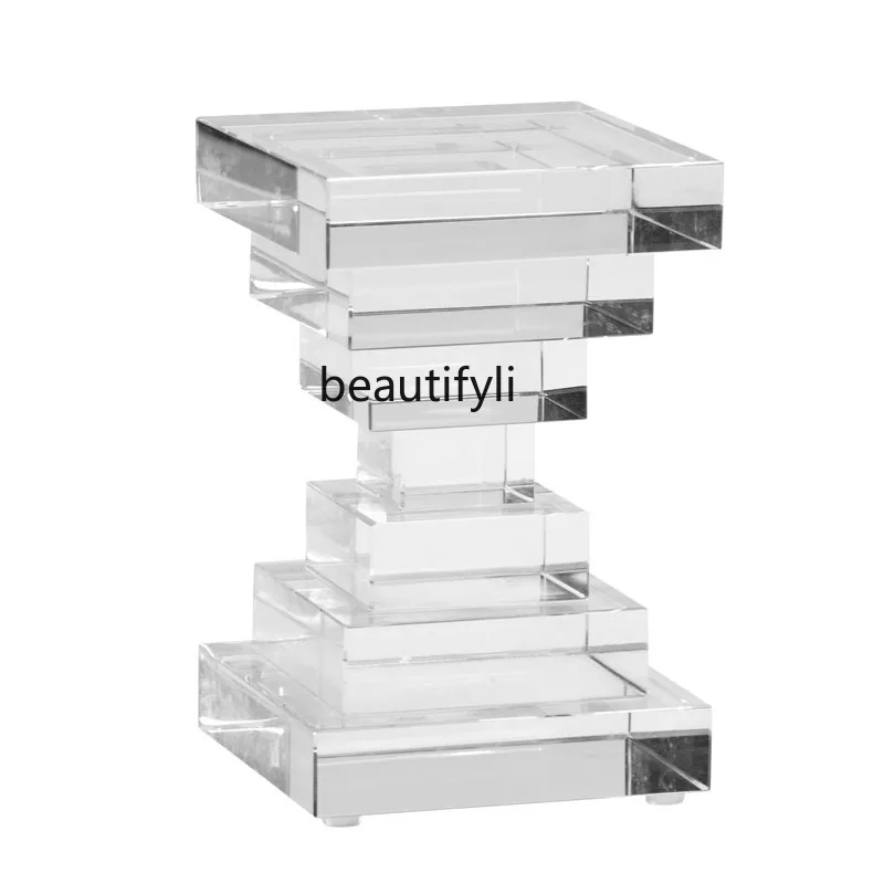 

zq Hourglass Acrylic Side Table Transparent Layered Balcony Model Room Living Room TV Cabinet Decoration Ornaments