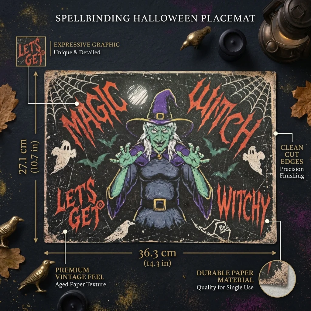 8/16pcs Halloween shaped placemats retro funny paper placemats are suitable for Halloween parties and family dinners.
