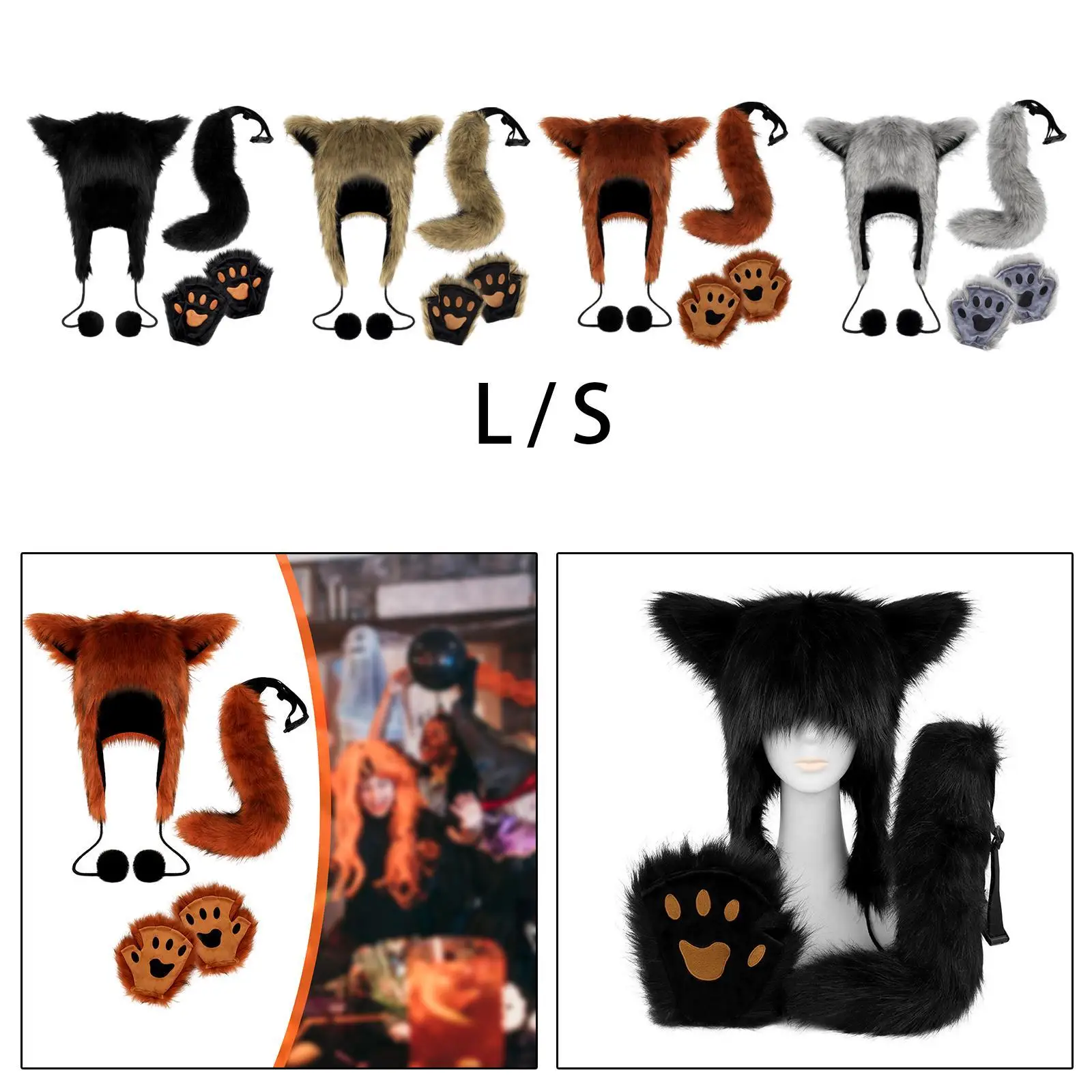 

Animal Costume Plush for Adults Animal Hood Hat Animal Ears Hat for Themed Party Stage Performance Carnival Festival Night Club