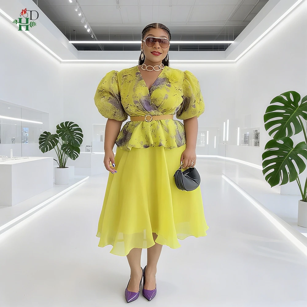 

2025 African Clothing Plus Size For Women Elegant Dresses Party Wedding Dress Daily Ankara Dress Holiday Wear Summer Gauzy Skirt
