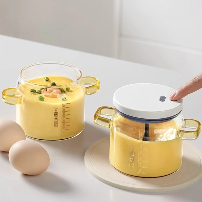 Multi-functional Egg Beater High Borosilicate Glass Fully Automatic Egg Stirring Cup Kitchen Gadgets Cream Magic Tool Mixing Cup