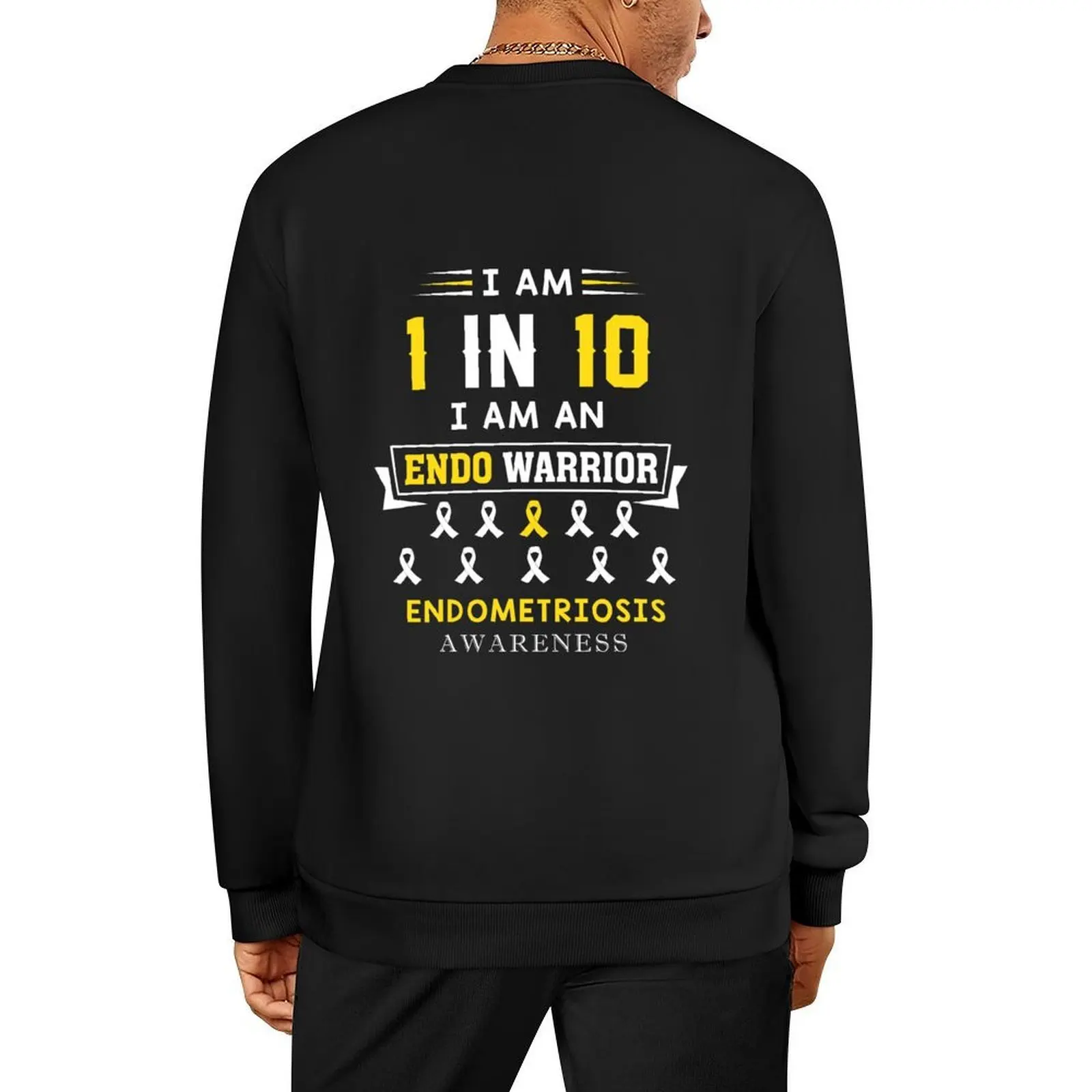 

Endometriosis Awareness Shirt Yellow Ribbon March Awareness Month Pullover men clothing autumn jacket men aesthetic sweatshirts