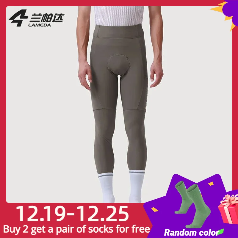 Lameda Bike Pants  High Elasticity Bicycle Clothing Fleece For Warmth Men's Cycling Pants High Waist Cycling Clothes With Pocket