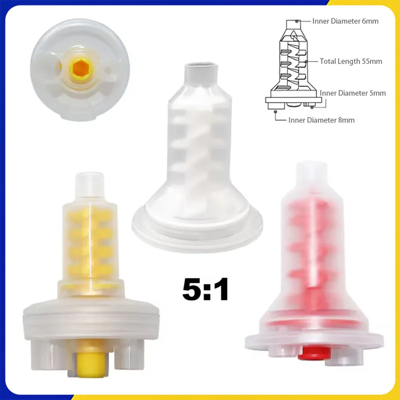 Cabezal de mezcla Dental para tubo de mezcla de dos componentes 5:1, materiales de impresión desechables, puntas de mezcla, tubo de mezcla, tubos de colores de laboratorio