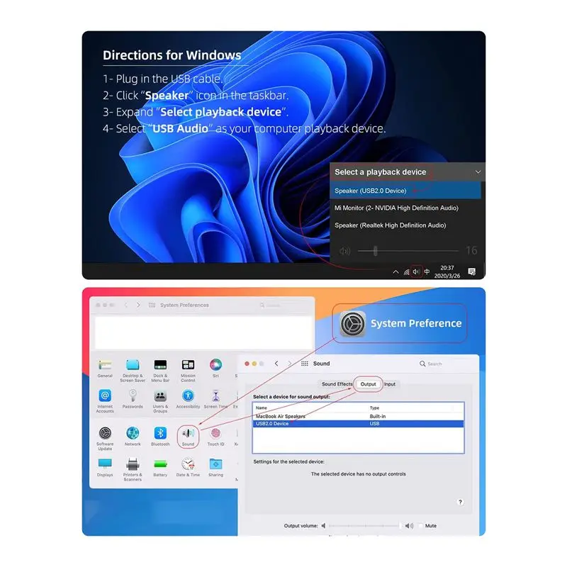 

*ONE DAY USB Компьютерные колонки Компьютерная звуковая панель с цифровой ручкой громкости Стереозвук для настольных компьютеров, ноутбуков, игровых колонков для ПК