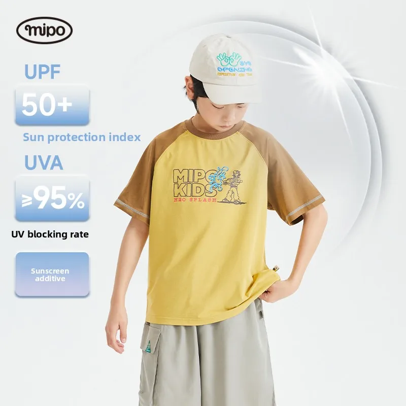 Mipo Kids' T-Shirt Quick Dry Sweat Absorbent Short Sleeve Shoulder Insert Sport Outdoor Unisex Children's Clothing Polyester ...