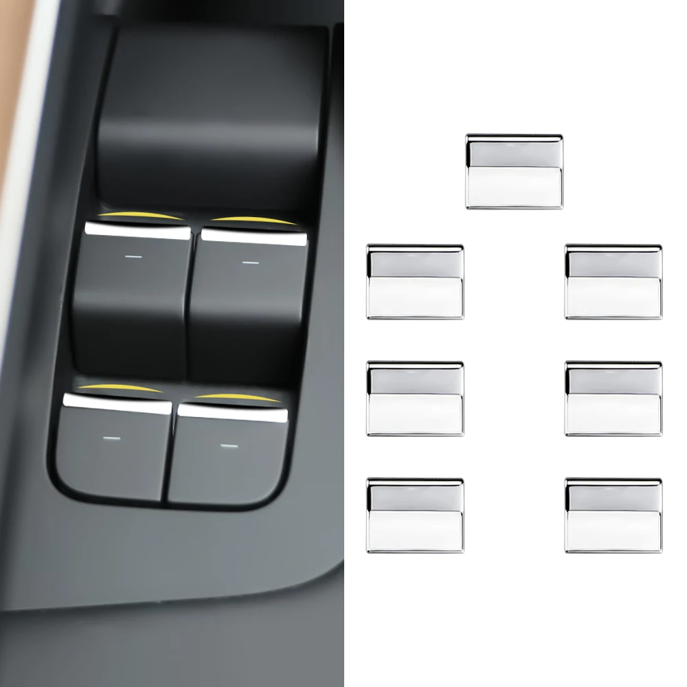 7pcs for Tesla Model Y/3/3+ Highland 2024 Car Window Switch Button Cover Window Lift Button Patch Trim Car Accessories