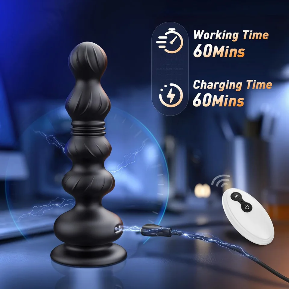 App+remote Control Vibrator Thrusting Anal Beads Prostate Massager Anal Butt Plug 10 Vibrate Thrust Male Sex Toys For Men Women - view 5