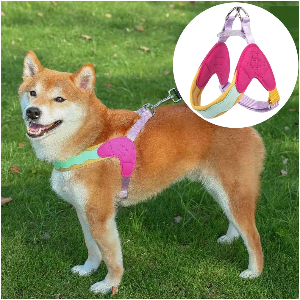 

No Pull Y-shaped Dog Harness for Small Dogs Shiba Inu Corgi Puppy Chest Straps Macaron Color Matching Pet Outdoor Products