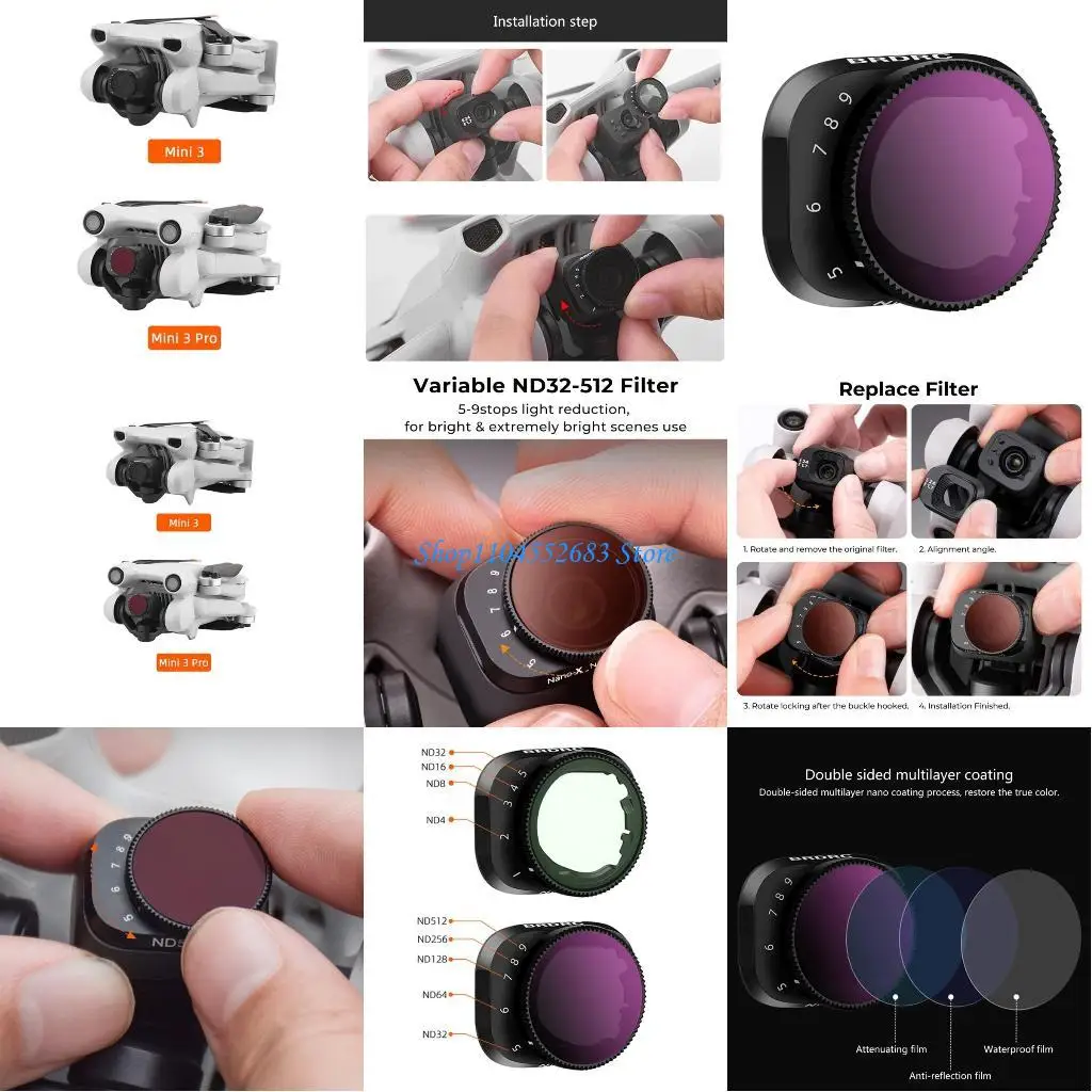 

Y6GD Variable ND Lens Filters 2-5/5-9 Stops Screen Protector Optical Glass Filter