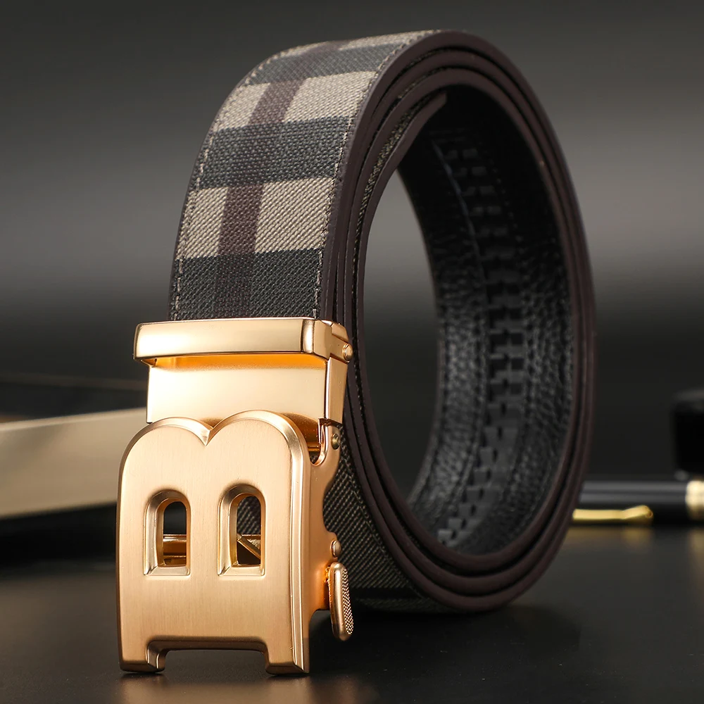 High Quality Men's Belt Designer Genuine Leather Belts Male Metal Automatic Buckle Casual Fashionable Belt for men Jeans