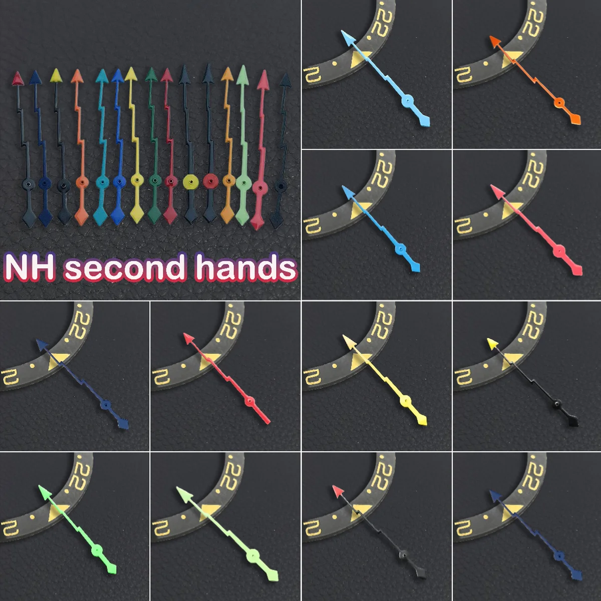High quality NH35 watch pointer suitable for NH35 NH36 movement watch pointer blue/green/black Lightning shape model second hand
