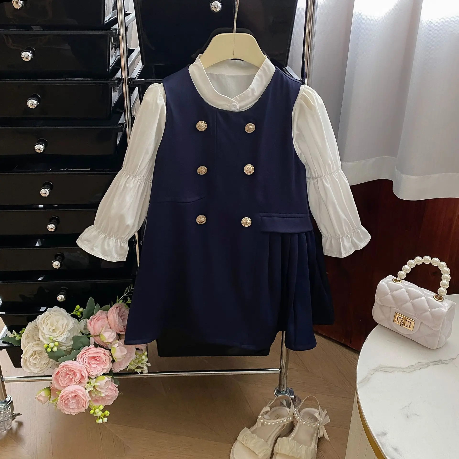 

Spring and Autumn New Vest Dress Shirt Suit Dress Western Style Two-piece Suit Outer Wear Sweet and Cute Casual Clothing